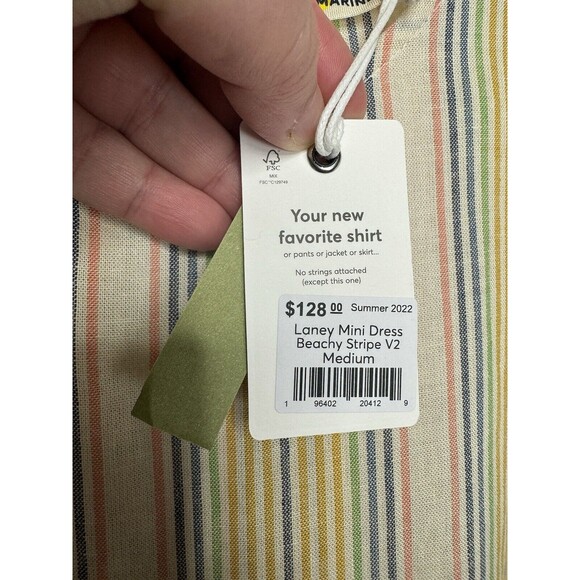 Marine Layer Sz M Laney Mini Dress Beachy Stripe Linen Blend Sleeveless Rainbow - Picture 10 of 14